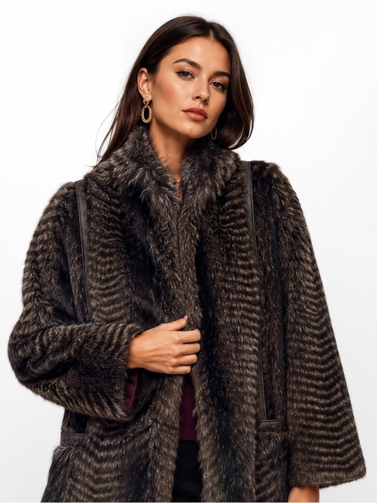 Lilli Ann Jackets & Blazers - Vintage Lilli Ann 1960s Faux Fur Chevron Herringbone Statement Coat